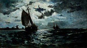 Nave a vela al chiaro di luna