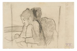 Donna tahitiana seduta (recto), schizzi di galli e galline (verso) da Paul Gauguin
