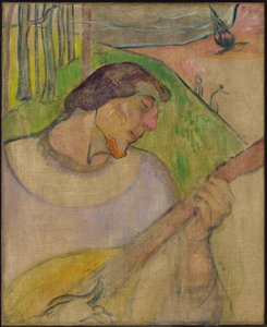Autoritratto con mandolino, 1889 circa (olio su tela) da Paul Gauguin