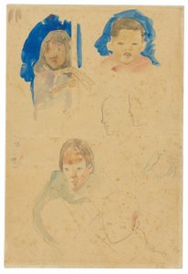 Schizzi di Bambini, una Donna e Profili (recto), Schizzi di Cavalli e Bambino (verso) da Paul Gauguin