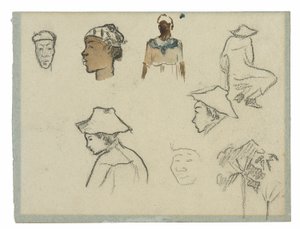 Schizzi di figure e fogliame (recto); Profilo di Charles Laval con palma e altri schizzi (verso) da Paul Gauguin