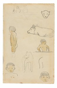 Schizzi di figure in piedi e animali da Paul Gauguin