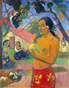 Tahiti: Donna con un frutto (Dove stai andando?), Paul Gauguin (1893) da Paul Gauguin