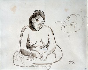 Donna tahitiana seduta da Paul Gauguin