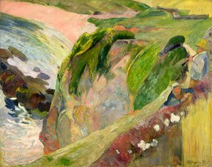 Il suonatore di flauto sulla scogliera da Paul Gauguin
