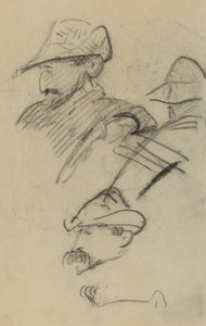 Tre studi di un uomo con cappello (recto)