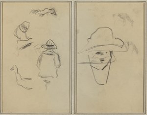 Due figure bretoni e studi di due oche; uomo con cappello (verso) da Paul Gauguin