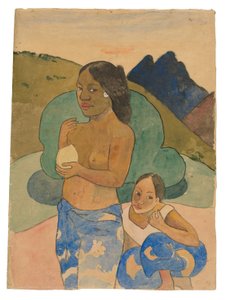 Due Donne Tahitiane in un Paesaggio, c.1892 da Paul Gauguin