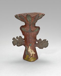 Vaso a forma di pianta tropicale con uccello e divinità, 1887-88