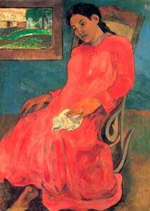 Donna in abito rosso, 1891 da Paul Gauguin