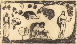 Donne, animali e fogliame Femmes, animaux et feuillages da Paul Gauguin