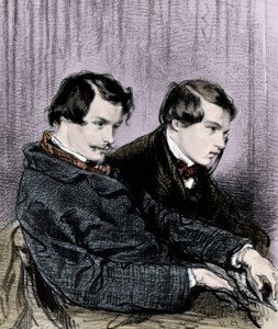 Fratelli Goncourt - Edmond de Goncourt (1822-1886) e Jules de Goncourt (1830-1870) in un palco a teatro