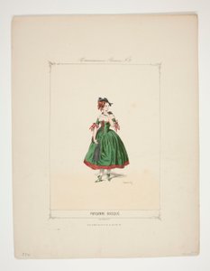 Contadina Basca. Cappello di velluto ornato di nappe di ciniglia. da Paul Gavarni