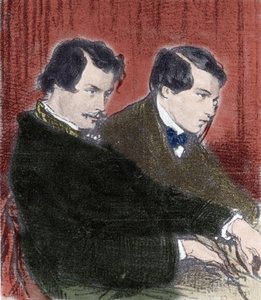 Ritratto di Edmond Goncourt (1822-1896) e Jules Goncourt (1830-1870) fratelli scrittori. Disegno di Paul Gavarni (1804-1866) XIX secolo da Paul Gavarni