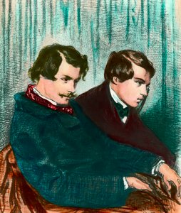 Ritratto di Edmond Goncourt (1822-1896) e Jules Goncourt (1830-1870) fratelli scrittori. Disegno di Paul Gavarni (1804-1866) da Paul Gavarni