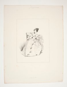 ABITO DA BALLO. Acconciatura Jouenne, fiori di Nattier. da Paul Gavarni