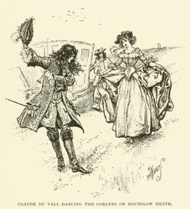 Claude du Vall balla il Coranto a Hounslow Heath (incisione) da Paul Hardy