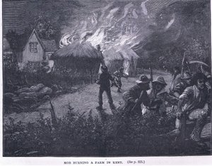 Folla che incendia una fattoria nel Kent nel 1830