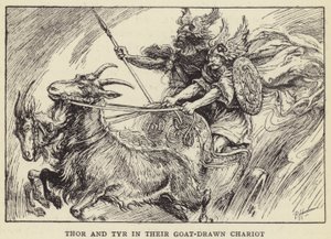 Thor e Tyr nel loro carro trainato da capre