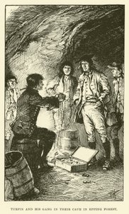 Turpin e la sua banda nella loro caverna nella foresta di Epping (incisione) da Paul Hardy
