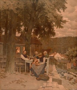Famiglia in giardino