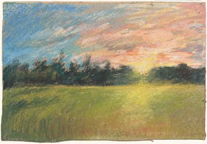 Un prato al tramonto da Paul Huet