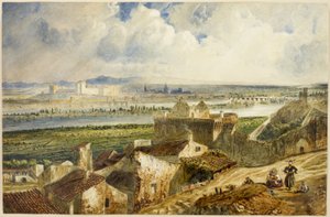 Veduta di Avignone (da Villeneuve les Avignon) da Paul Huet