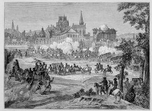 Combattimento del sobborgo Saint-Antoine a Parigi durante la Fronda (1652), "17° secolo - Istituzioni: usi e costumi, Francia 1590-1700" di Paul Lacroix