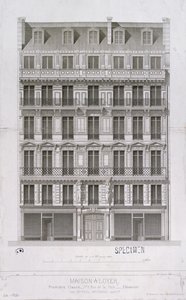 Progetto per un blocco di appartamenti in stile Haussmann in rue de la Paix, Parigi, c.1860 da Paul Mesnard
