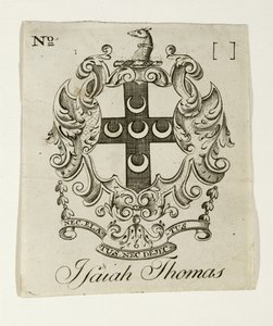 Ex libris per Isaiah Thomas (1749-1831), c. 1765-1770