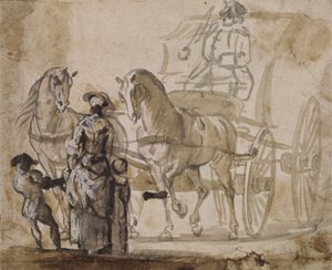Una carrozza e coppia, con cocchiere da Paul Sandby