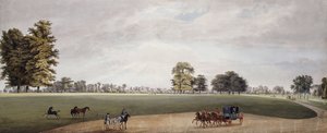 Una carrozza nel parco di Luton incontrata da cavalieri e puledri che saltellano