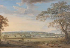 Veduta di Vinters a Boxley, nel Kent, con le cartiere di carta Turkey del signor Whatman da Paul Sandby