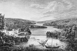 Una vista di Miramichi, un insediamento francese nel Golfo di San Lorenzo, 1760