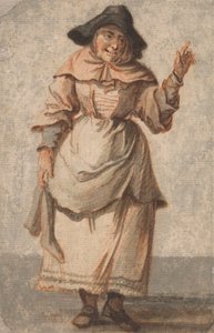 Una vecchia donna del mercato che sorride e gesticola con la mano sinistra da Paul Sandby