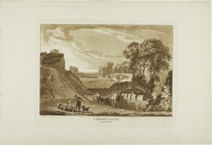Il castello di Cardiff da ovest, seconda tavola di Dodici vedute del Galles da Paul Sandby