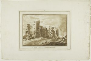 Castello di Carey nel Pembrokeshire, da Dodici vedute in acquatinta da disegni presi sul posto nel Galles del Sud