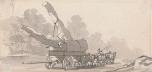 Carro che trasporta un grande tronco d