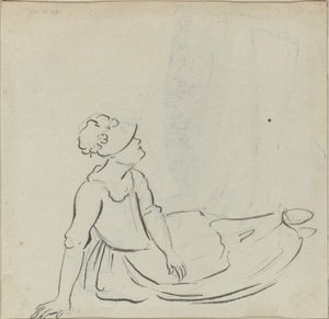 Ragazza con cappello reclinata (verso) da Paul Sandby