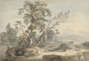 Paesaggio italianeggiante con viaggiatori n.2, c.1760 da Paul Sandby
