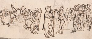 Musicisti e un orso che si esibisce