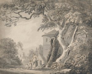 Paesaggio Romantico con Figure e un Cane da Paul Sandby