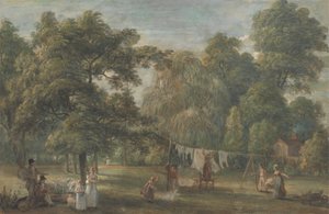 Il giardino della casa di Thomas Sandby a Englefield Green vicino a Windsor da Paul Sandby