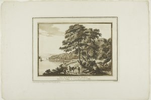 Vista sul fiume Neath dalla casa a Briton Ferry nel Glamorgan Shire, da Dodici vedute in acquatinta da disegni presi sul posto nel Galles del Sud