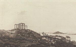 Vedute del Levante: Tempio in rovina sulla collina di Suninum con vista sulle isole