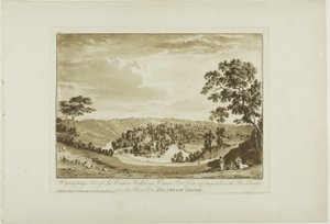 Wynnstay, residenza di Sir Watkin Williams Wynn Bart da un cottage sopra il nuovo ponte sul fiume Dee, Denbigh Shire da Paul Sandby