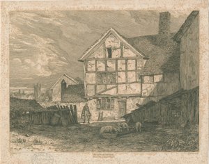 Wolverhampton - Rovine di una casa a graticcio: incisione su acciaio, nd [c 1815]