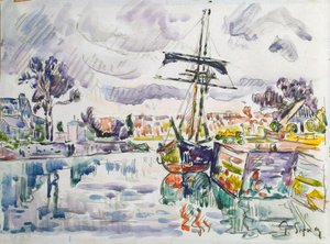 Barca a vela a un molo, anni 1920
