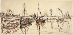 Navi a vela nel porto di Barfleur da Paul Signac