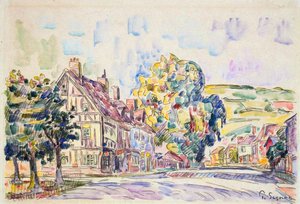 Strada con una casa a graticcio in Normandia, c1925 da Paul Signac